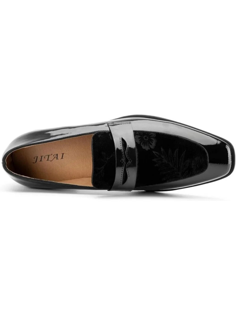 Men's Black31 Rubber Velvet Loafers Low Heels Round Toe Tuxedo Wedding Shoes